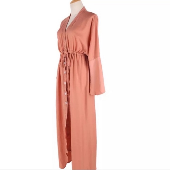 Lena Vie Muted Blush Pink Cotton Summer Maxi Dress Flowy Beach A Line Boho Maxi - Picture 5 of 8